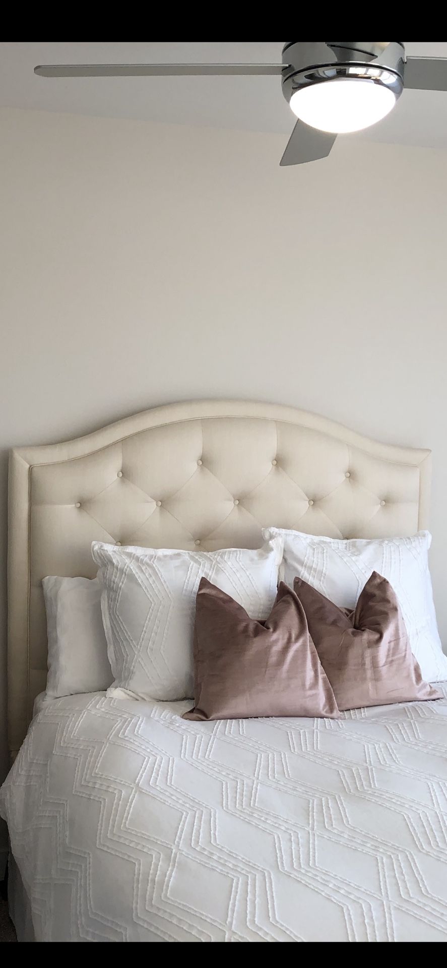 Tufted Upholstered Queen Headboard & Bed Frame from Bassett Furniture