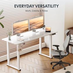 FLEXISPOT 4-Leg Standing Desk, 78"x32", Dual Motor Electric, White 4-Leg Stability, Powerful Dual Motors, 231 lbs Load Capacity, Memory LED Controller