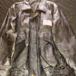Vintage God Bless America Eagle Patch Black Leather Riding Jacket Mens Size XL $30  Obo