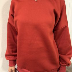 Women Oversized Fleece Sweatshirt Red – New
