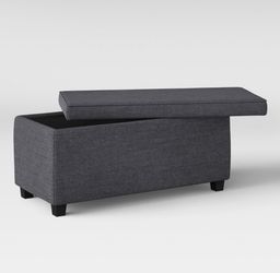 Dark Gray Upholstered Storage Ottoman Bench