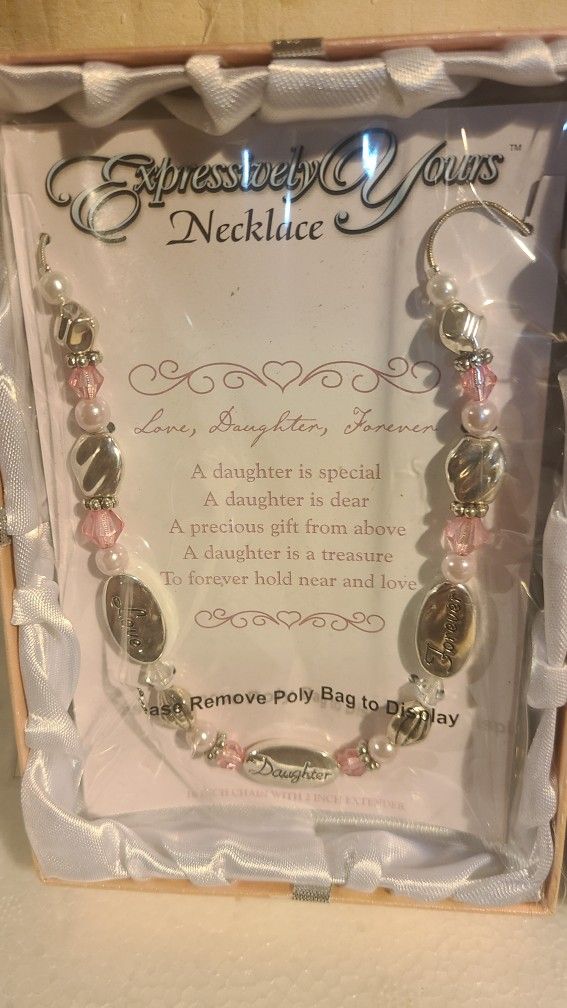 NEW Girls "Daughter" Necklace, Beads And Charms. East, West, North