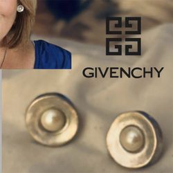 Givenchy Silver and Pearl Stud Earrings