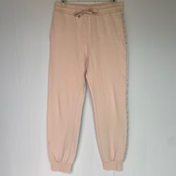 Jonathan Simkhai nude/peach high rise side stripe cotton joggers size S small