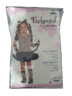 Leopard Girl, Child's Halloween Costume. Size 4t/6t. *Dress *Arm Warmers *Leg Warmers *Tail *Ear Headband. 