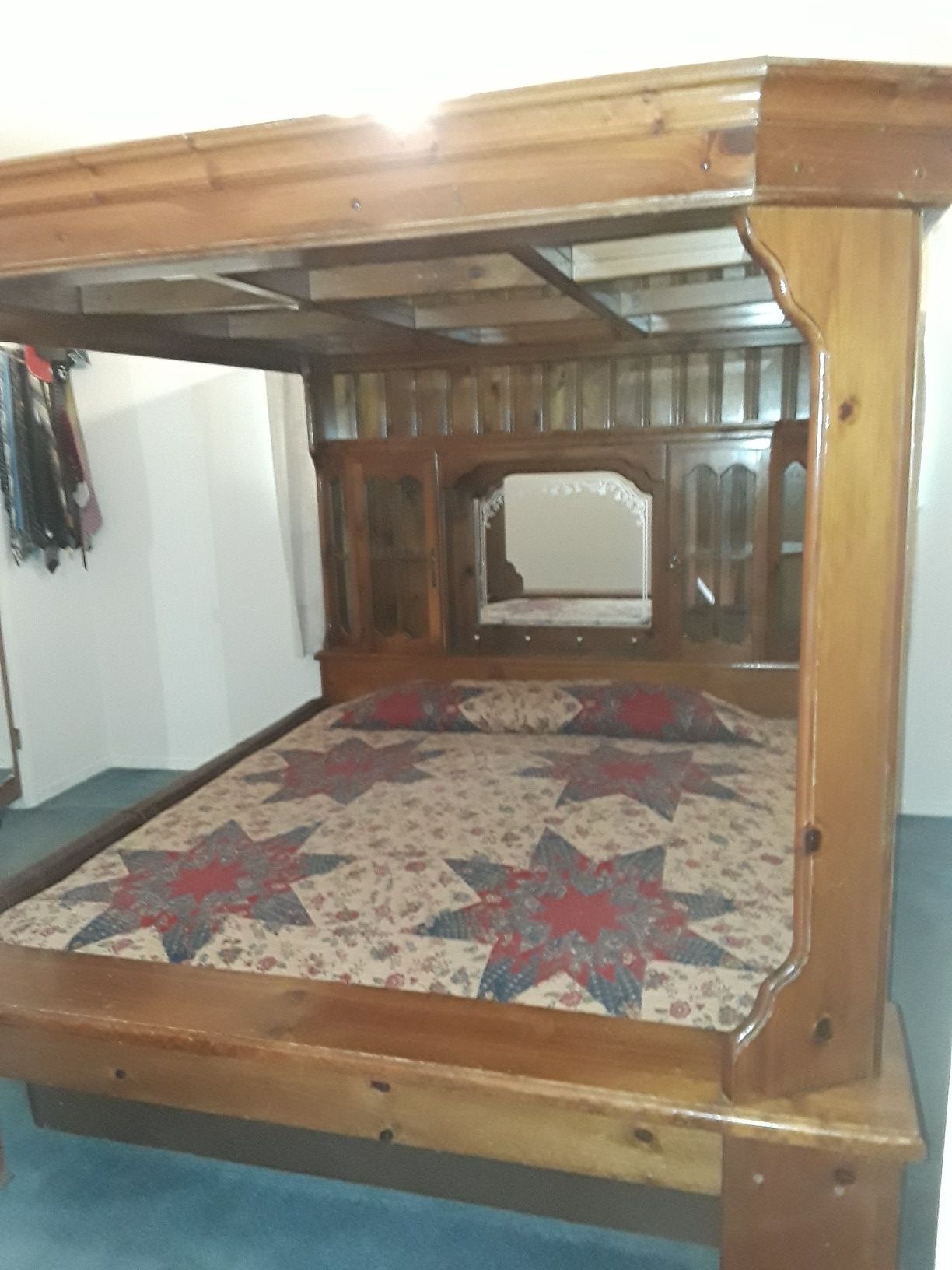 California King Canopy Water Bed...beautiful solid wood bed with