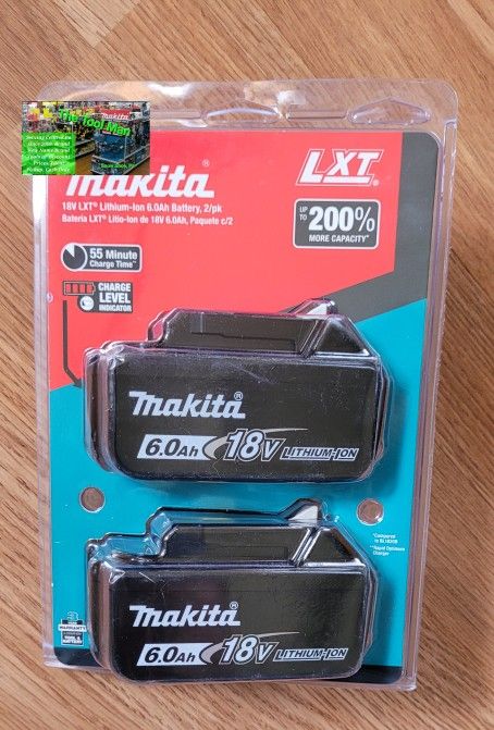 New Makita 18v Lxt 6ah Batteries 2 Pack $180 Firm Pickup Only