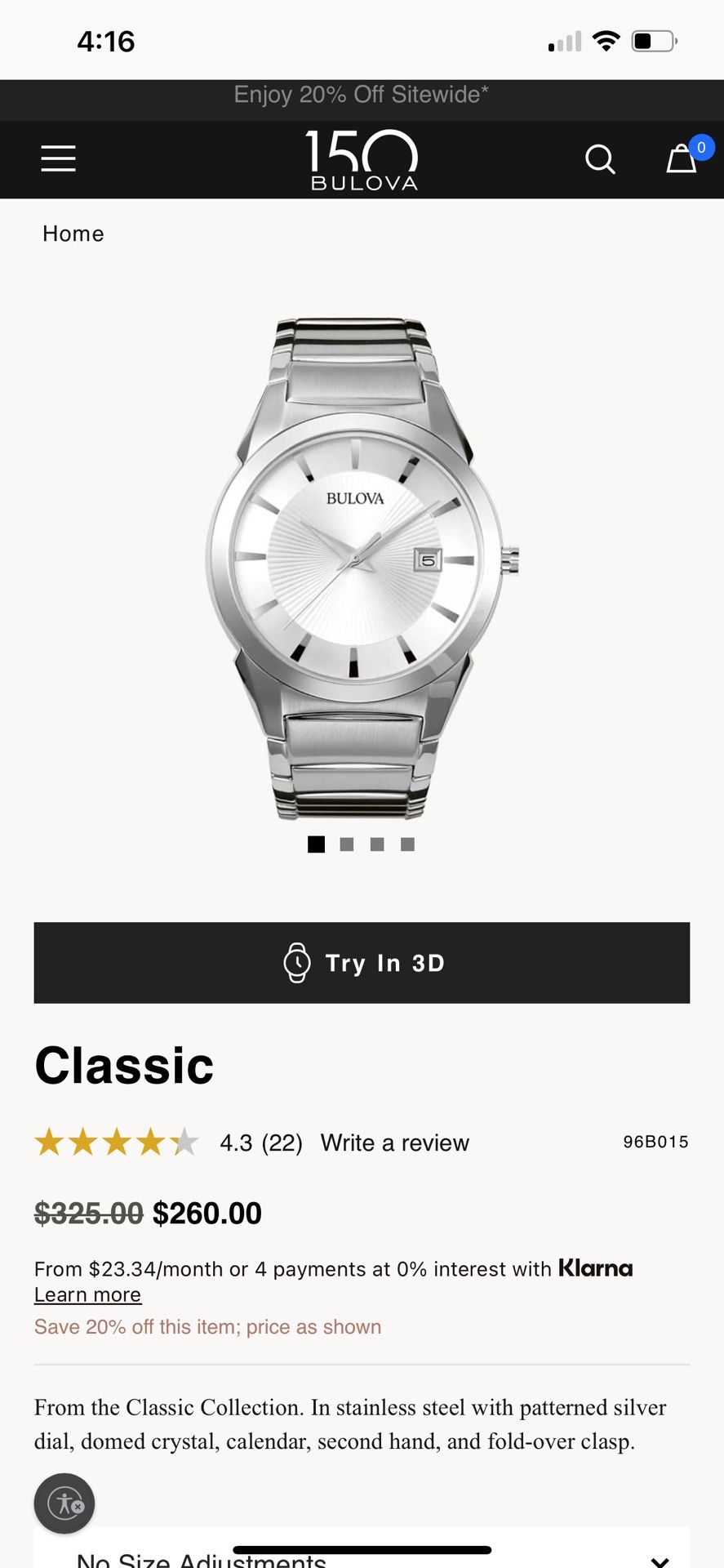 Bulova Mens Silver Tone Watch