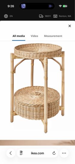 IKEA TOLKNING Night stand, handmade, rattan bedside storage