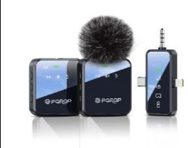 PQRQP 3 in 1 Wireless Lavalier Microphone for iPhone Android & Camera, Mini Clip-On Mic for Video Recording TikTok YouTube Interview, Noise Cancelling
