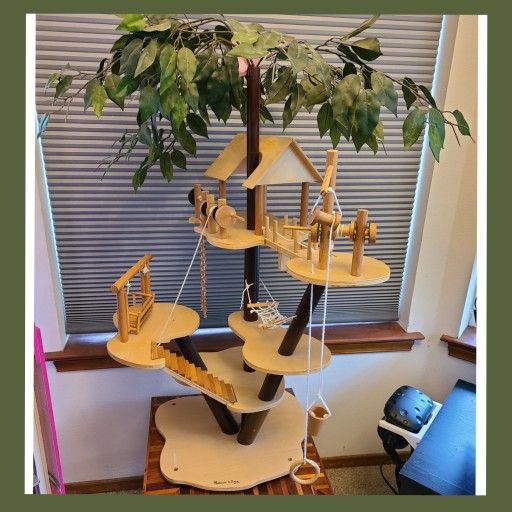 Retired & Rare Melissa & Doug Wooden Treehouse Playset with 5 platforms.