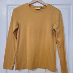 Mustard Long Sleeve Shirt For Women (US Size: M)