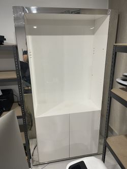 CITY FURNITURE WHITE AND SILVER CHINA CABINET STORAGE LIKE NEW