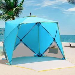 Pop Up Beach Tent 4 Person - Portable, Sun Shade Shelter