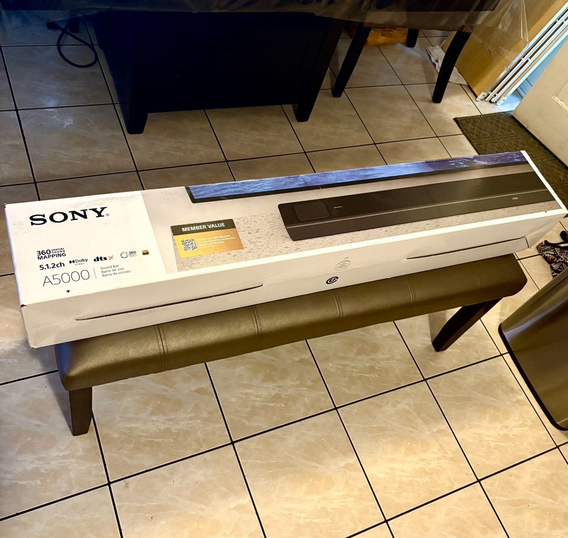 Sony HT-A5000 5.1.2ch Dolby Atmos Soundbar | 450W | Built-In Dual Subwoofers | Wi-Fi & Bluetooth | 360 Spatial Audio | DTS:X