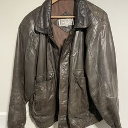 Leather bomber jacket