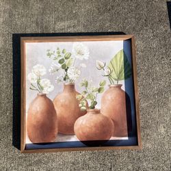 Floral Vases in Wooden Frame