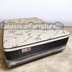 12” Queen Bamboo Orthopedic Pillow Top Mattress And Boxspring!