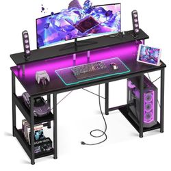 new 48 inch Gaming Desk with LED Lights & Power Outlets