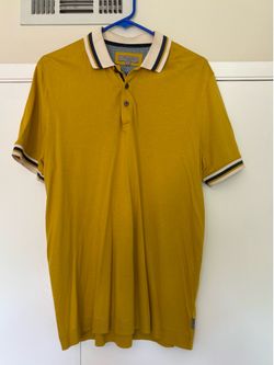 Ted Baker London Men’s Polo Shirt Size 4 (Large L) Mustard Yellow Luxury Designer