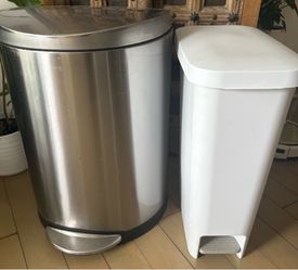 2 Trash Cans - metal and plastic