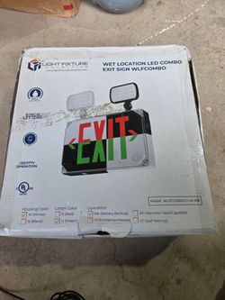 Wet-Location LED Exit Sign with Emergency Lights – New Open Box