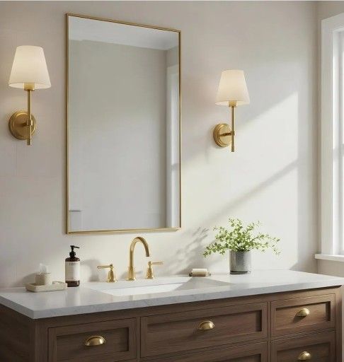 NIB 20x36 Inch Brass Bathroom Mirror for Wall, Aluminum Frame Rectangle Rectangular Vanity Mirror, Modern Large for Bedroom, Living Room, Horizontal o