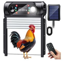 Automatic Chicken Coop Door Solar Powered, Roll-Up Anti-Jam Auto Chicken Door Opener with Light Sensor, Timer & Remote Control, Large 9.45" x 10" Open