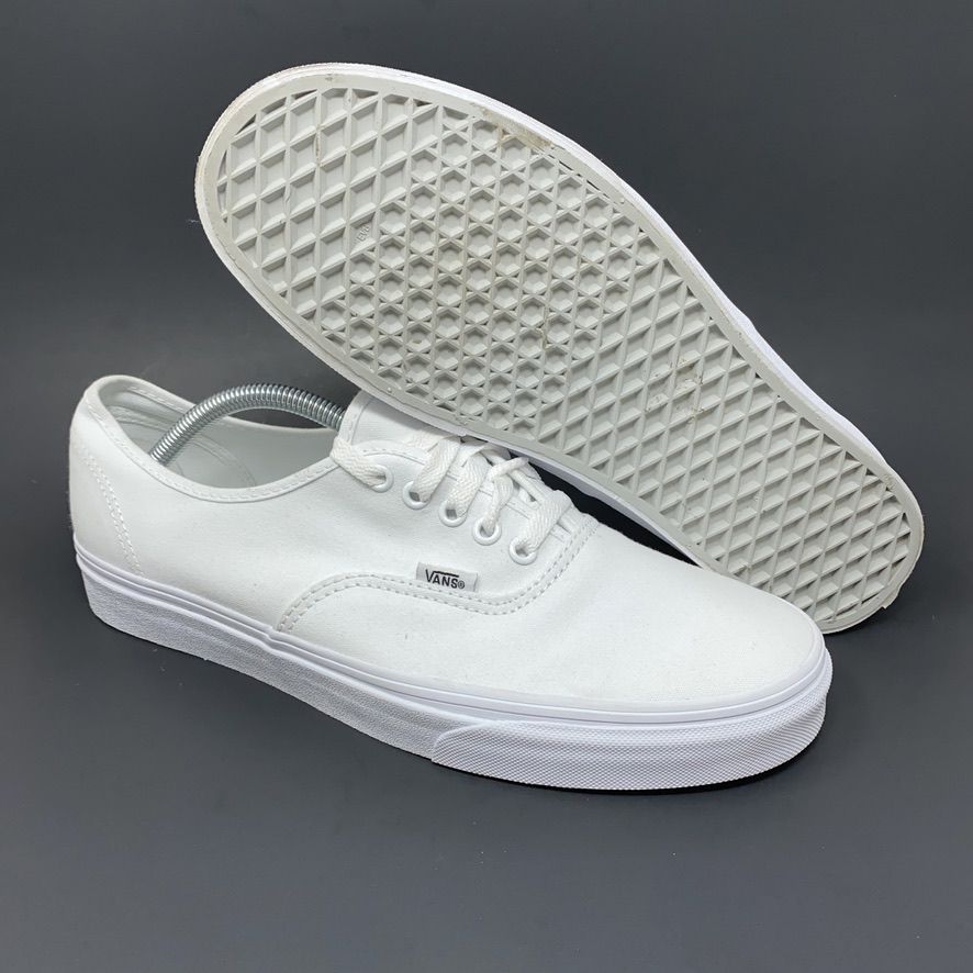 VANS Authentic Original Lace Up White Canvas Skate Shoes Men's Sz 11