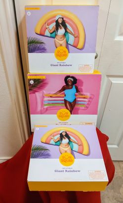 BRAND NEW SUN SQUAD RAINBOW LARGE HEAVY DUTY TUBES FOR SWIMMING