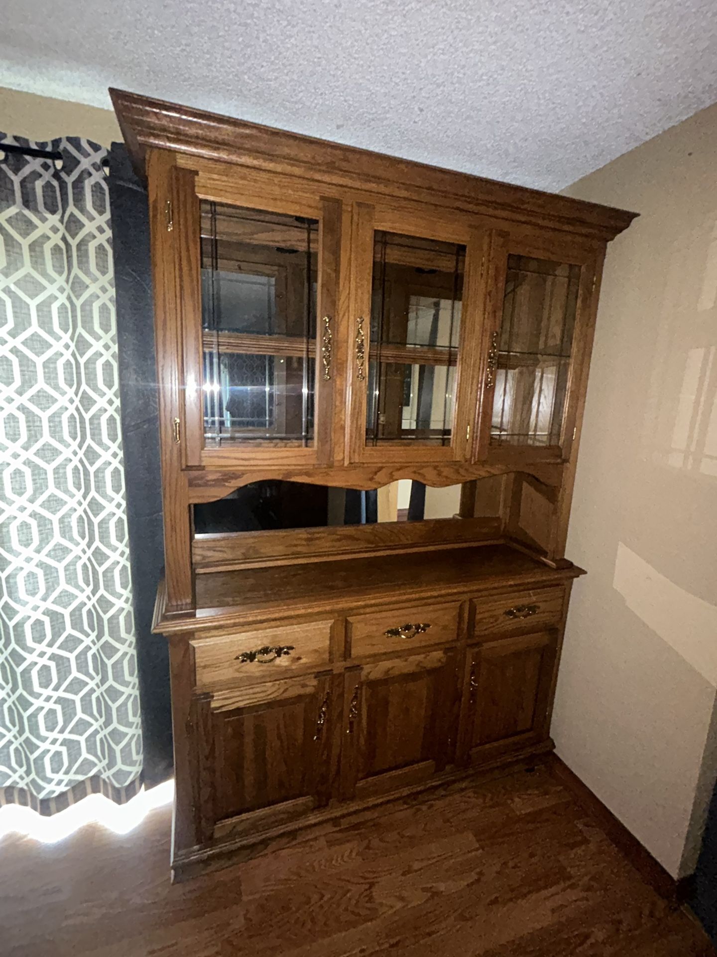 Two Pieces Beautiful China Cabinet 83” H 57” W 17”D