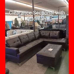 ✨ Clearance Leather Sectional With Ottoman 