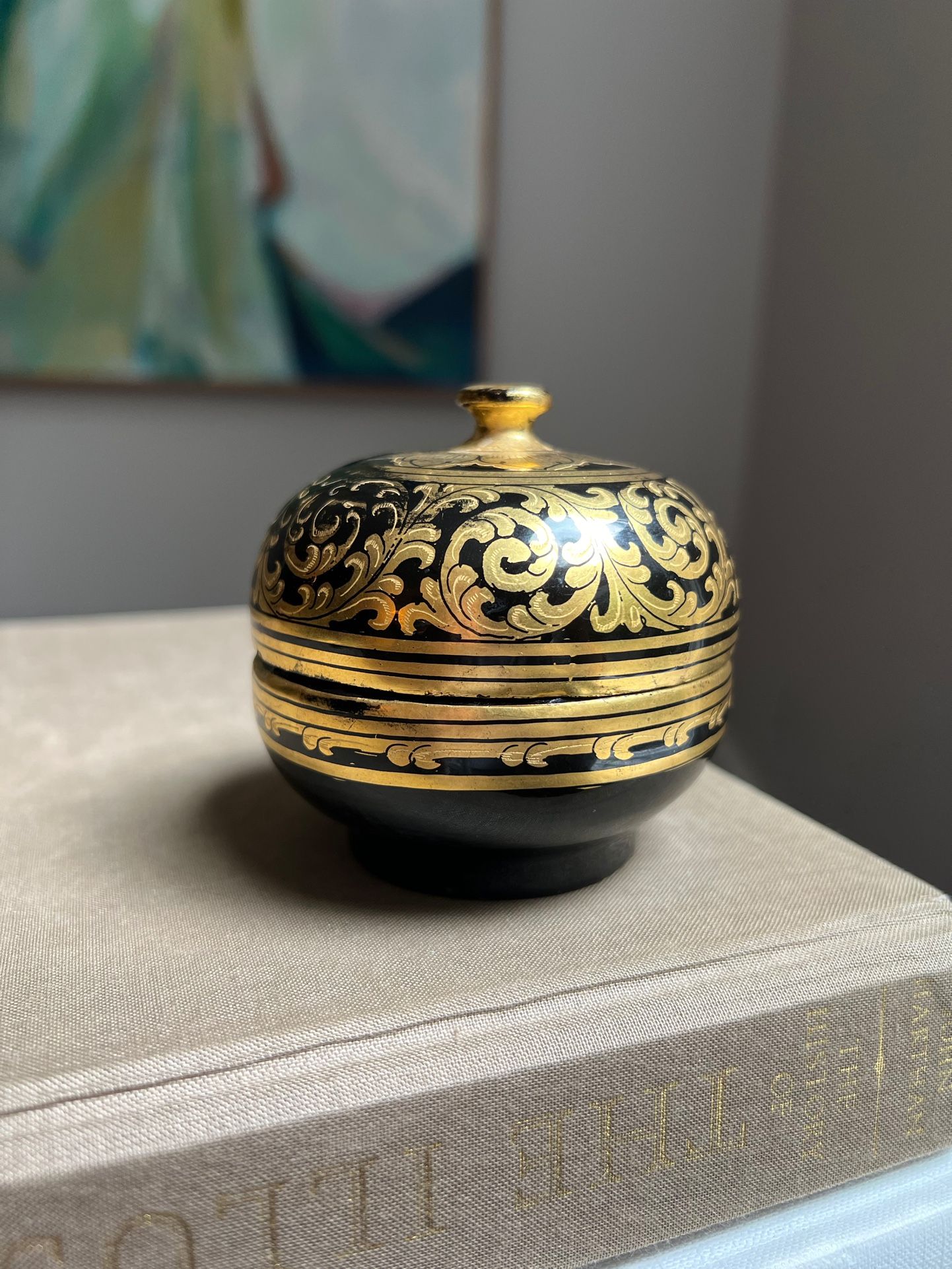 Small Vintage Gold Leaf Trinket Dish ( firm on price )