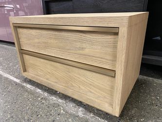 RESTORATION HARDWARE Bezier Closed Nightstand in Greige Oak/Champagne