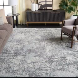 Large Abstract Area Rug Gray and Ivory