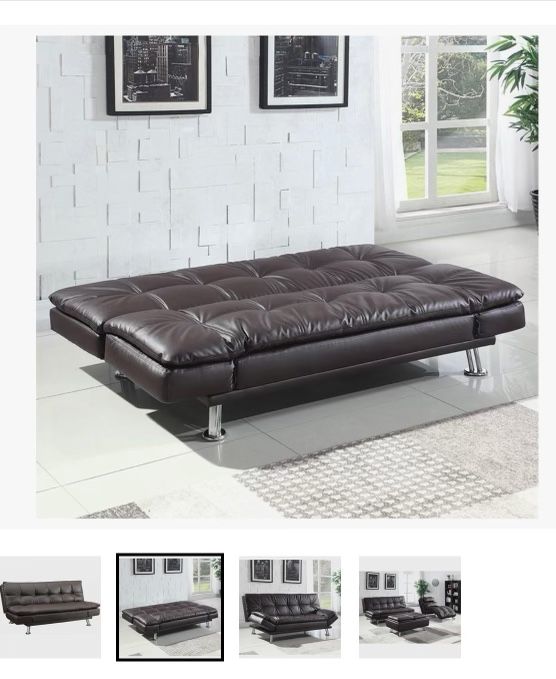 Faux Leather Tufted Sleeper Sofa