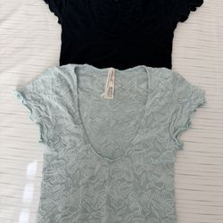 Anthropologie Floral Textured Crop Tops set 