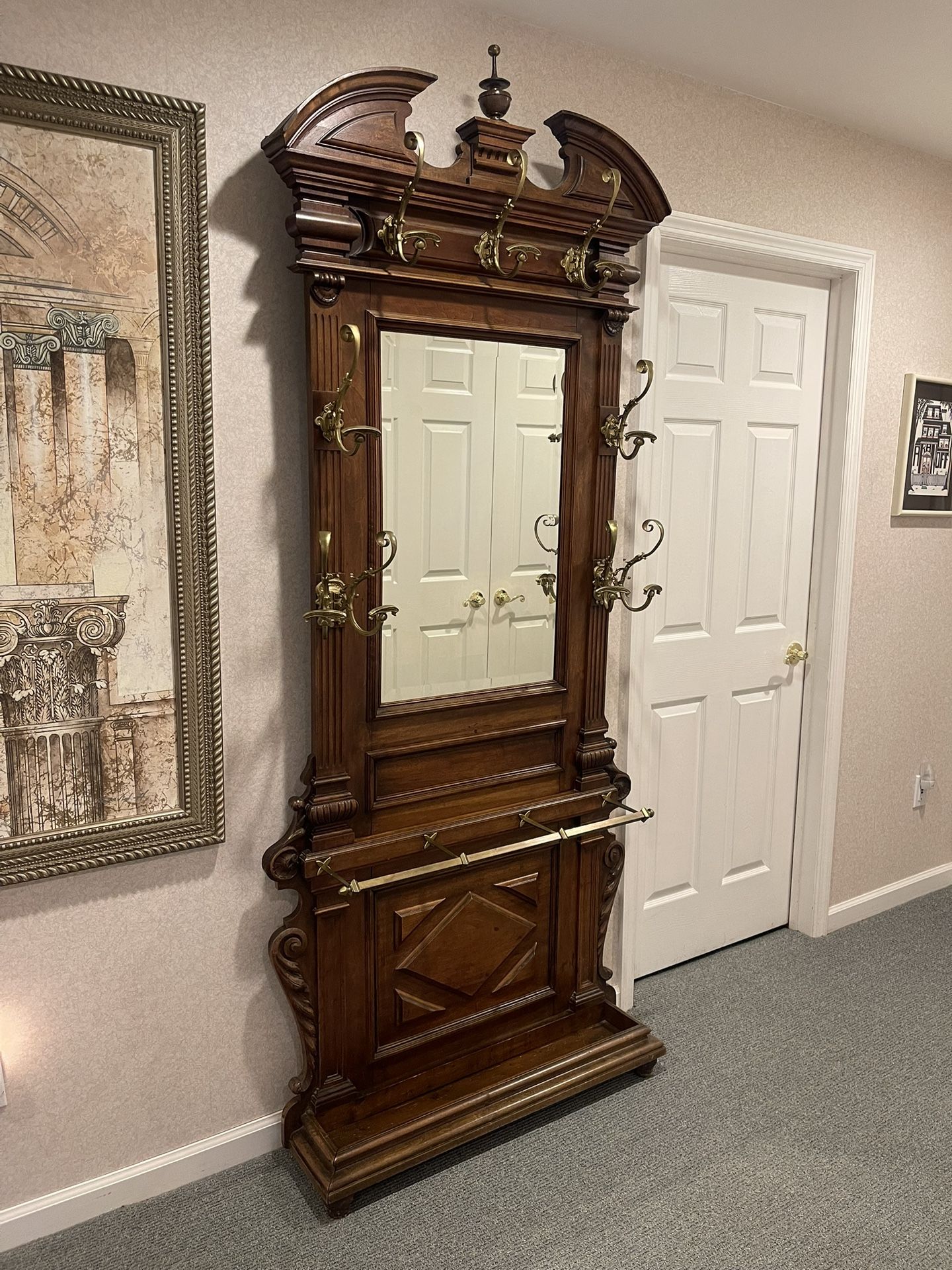 Victorian mirror Back Hall Tree Early 20th Century