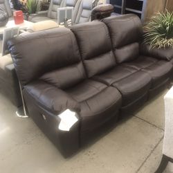Top grain Leather Power Reclining Sofa Set