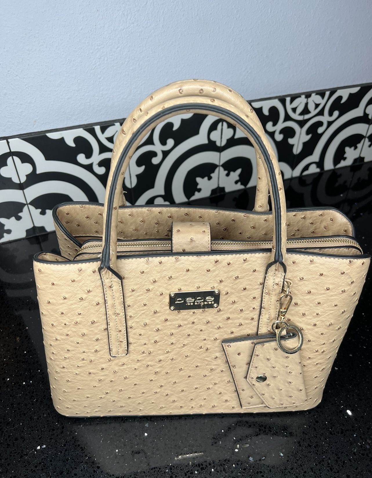 Bebe Aubrey Ostrich Satchel Bag for Sale in Palmdale CA OfferUp