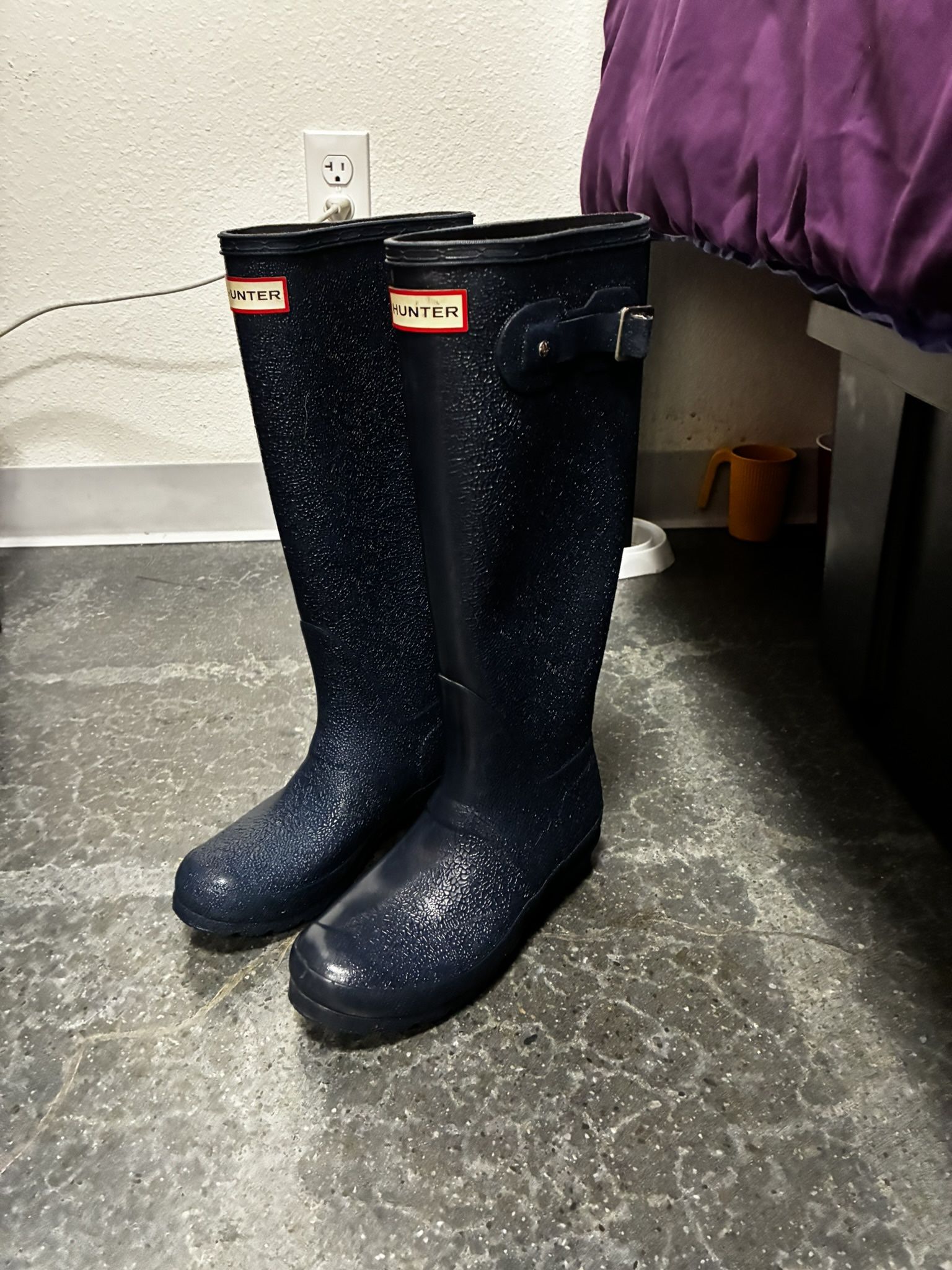 Hunter Size EU 37 US 6 Navy Blue Matte Original Tall Waterproof Rain Boots