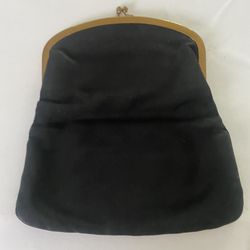 Vintage Women's Clutch Evening Purse Black with Gold Kiss Closure by Coblentz