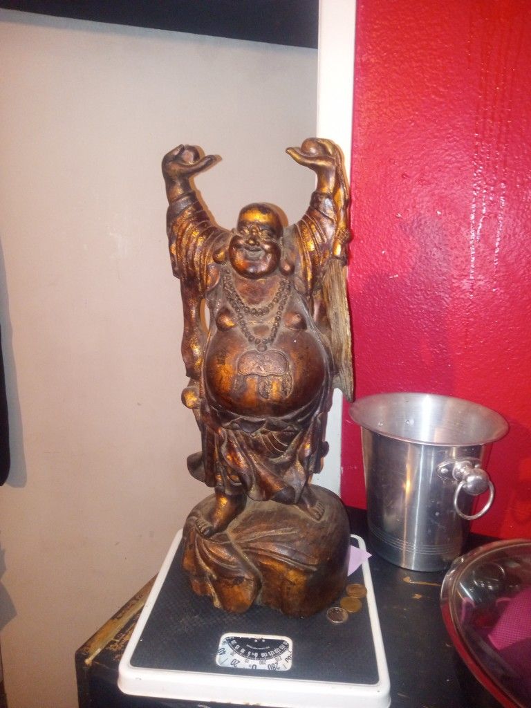 Antique Large Wooden Buddha Statue 