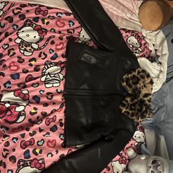 Leather cheetah print jacket small
