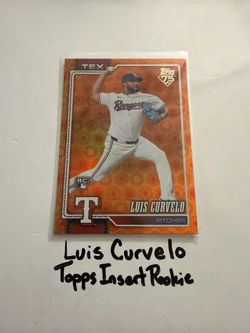 Luis Curvelo Texas Rangers Pitcher Topps Short Print Insert Rookie Card.