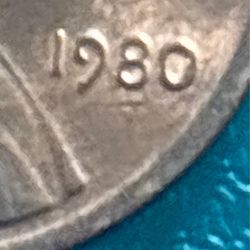 coin 1980 small date , ghost  D ment, rare coin