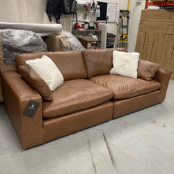Modular Cloud Couch Sectional w/Real Leather | 🚛 WHITE GLOVE DELIVERY