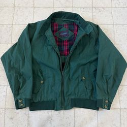 GANT Size Medium lightweight Outwear Jacket Green With Plaid Lining 