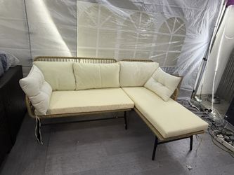 New Outdoor Patio Wicker L-Shape Sectional Sofa 