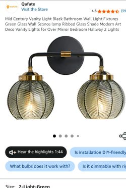 Mid Century Vanity Light Black Bathroom Wall Light